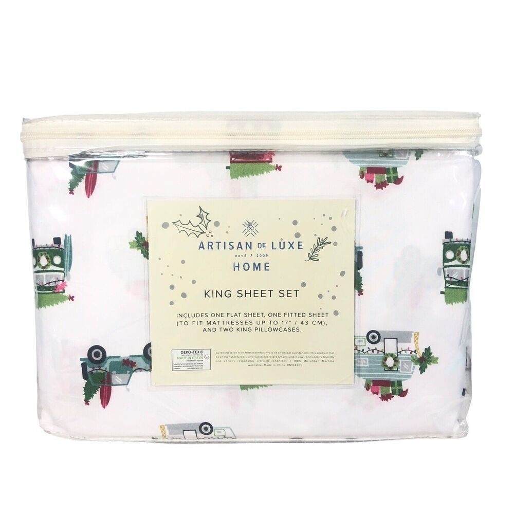 Artisan De Luxe Sheet Set Size King Jeep Holiday Travel RV Cotton Bed Sheets New - Picture 6 of 10